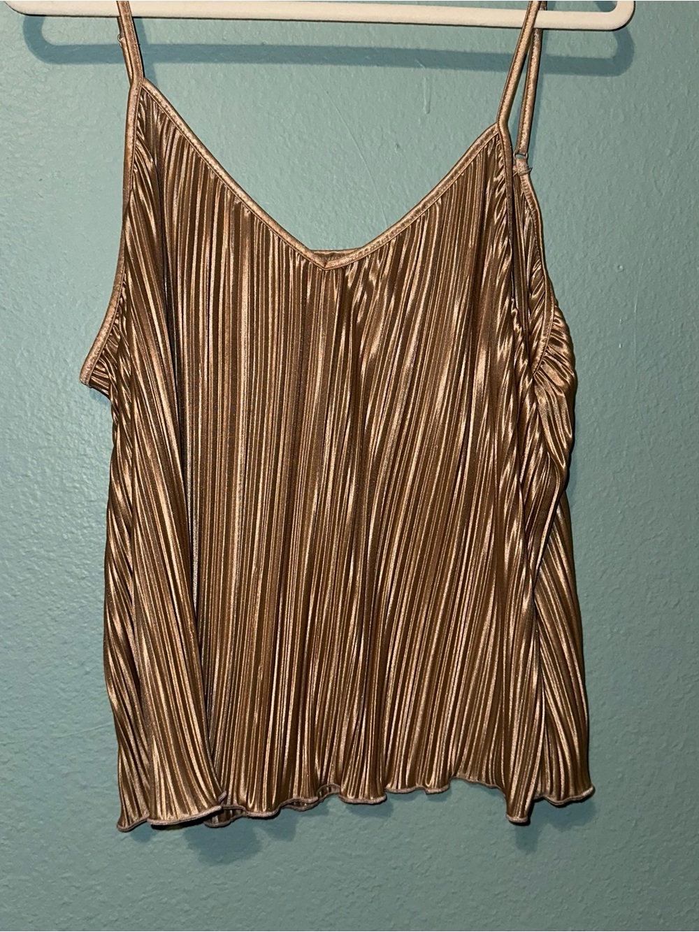 Pleated metallic tank top